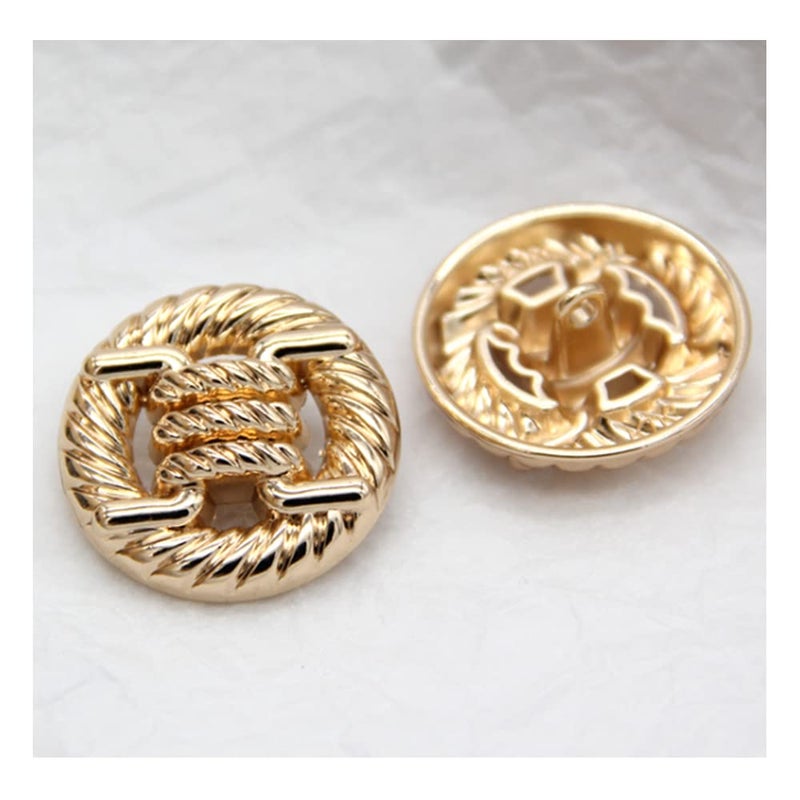 vingol 5 PCS Round Alloy Metal Buttons,Knotted Rope Hollow Pattern, for Clothes Women Coat Sweater Sewing Accessories (Golden, 25mm) - Image 1